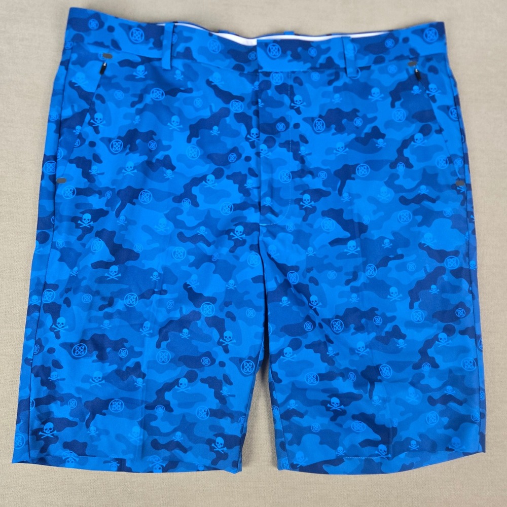 G/FORE Mens Racer Blue Camo Skull Golf Shorts Size 36 G4MF21B09
